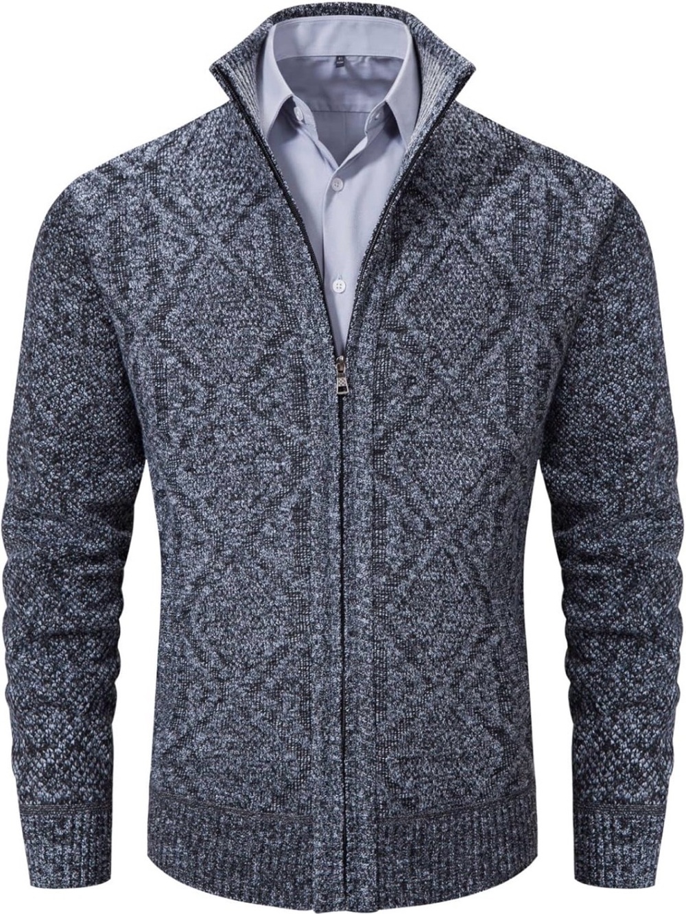 Men's Full-Zip Knit Sweater Cardigan - Blue Heather
